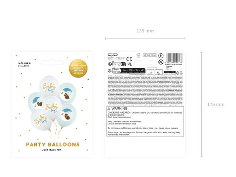 Balony gumowe 30cm Baby Boy 6szt SB14P-338-000-6 PartyDeco